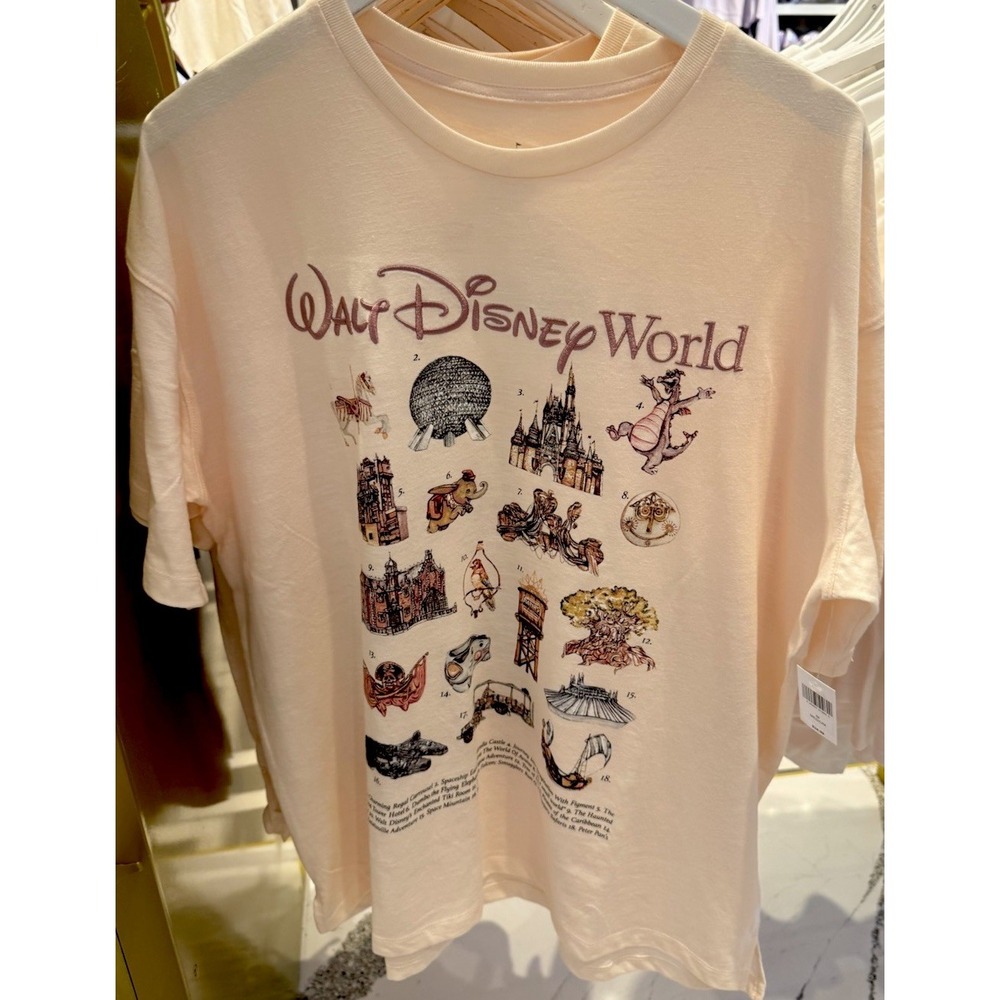 Walt Disney World Ride Attractions T Shirt 2X Icons Parks Embroidered